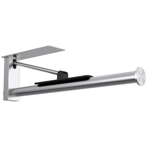 Under Cabinet Paper Towel Holder, One-Hand Tear Kitchen Paper Towel Holder | Stainless Steel Wall Mount Self Adhesive Paper Towel Rack with Tension Arm, Fits for First Apartment Essentials, Kitchen, RV - color: Sliver