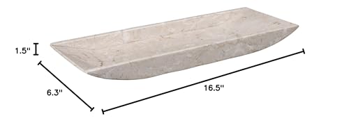 Creative Home Natural Champagne Marble Rectangular Vanity Tray Towel Tray Boat Shaped Tray Bathroom Accessories Organizer for Bathroom Countertop, Kitchen Sink, Jewelry, 16.5" x 6.3" x 1.5" H, Beige - size: 16.5" x 6.3" x 1.5", style: Boat Shaped Tray