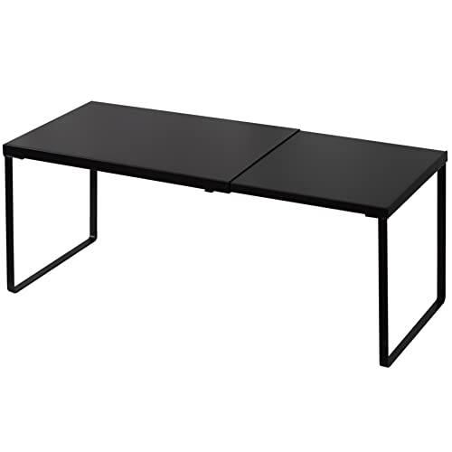 Nxconsu Expandable Cabinet Shelf, Shelf Riser for Cabinets, 8.26" Black | Edgeless Metal Cabinet Riser Holds 50 lb and Expands 14.6 to 24.6 in for Under Sink Kitchen Pantry Cupboard Shelf - color: Black, size: 8.26’’D * 14.56-24.6’’W * 8.46’’H