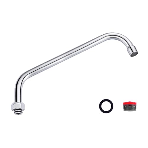 G3/4 Internal Thread Commercial Faucet Swivel Spout Replacement: 12“ Add-on Swing Nozzle Spout - Chrome Polished Spout Replacement Part For Commercial Kitchen Sink Faucet - 1.8gpm/ 2.2gpm Aerator - size: 12 Inch