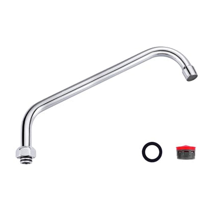 G3/4 Internal Thread Commercial Faucet Swivel Spout Replacement: 12“ Add-on Swing Nozzle Spout - Chrome Polished Spout Replacement Part For Commercial Kitchen Sink Faucet - 1.8gpm/ 2.2gpm Aerator - size: 12 Inch