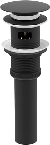 ZM Pop Up Drain Stopper with Overflow for Bathroom Faucet Vessel or Vanity Sink, Matte Black - style: Black With Overflow