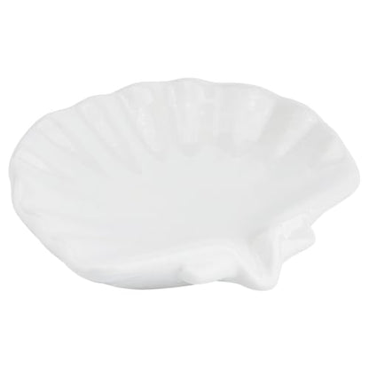 Ceramic Soap Holder, Sea-Shell Soap Tray with Self Draining, Soap Tray for Sink Washroom Bathroom Shower, Small Cute and Elegant Holder with Glaze, Easy Cleaning (White) - color: White