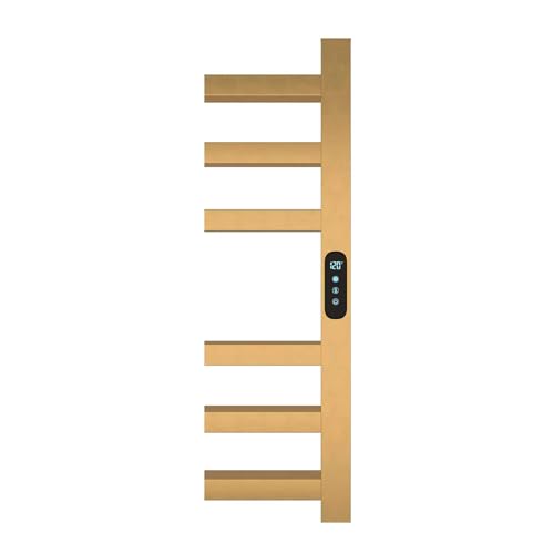 WMHYLYH Luxury 14 Bar Towel Warmer Rack for Bathroom, Wall Mounted Electric Heated Towel Rack with Timer & Fahrenheit Temperature Control, Stainless Steel Towel Heater for Bathroom(Brushed Gold) - size: 14 Bars