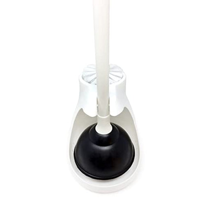 PLN07 Toilet Plunger, 4-1/2" Cup 4" Brush and Caddy, Black/White