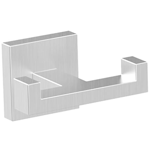 BOZWELL Double Towel Hooks for Bathroom Bushed Nickel Wall Mount，Simple Modern Square Style Coat Robe Hook，Stainless Steel Heavy Duty Door Hanger for Bathroom Bedroom Kitchen Hotel Pool 1502-NL-1 - color: Bushed Nickel, size: 1 Double Hook