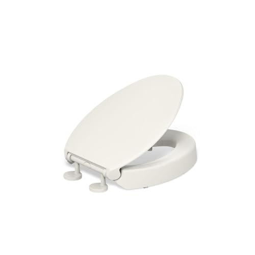 KOHLER 25875-96 Hyten 3" Height, Elevated Soft Close Elongated Toilet Seat, Contoured Seat with Grip-Tight Bumpers, Quick-Attach Hardware, No Slam Toilet Seat, Biscuit - color: Biscuit, size: Elongated