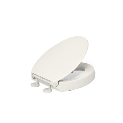 KOHLER 25875-96 Hyten 3" Height, Elevated Soft Close Elongated Toilet Seat, Contoured Seat with Grip-Tight Bumpers, Quick-Attach Hardware, No Slam Toilet Seat, Biscuit - color: Biscuit, size: Elongated