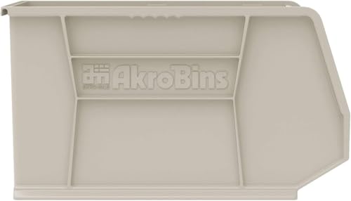 Akro-Mils 30265 AkroBins Plastic Storage Bins, 18"x8.25"x9", Stone, 6-Pack | Space-Saving Stackable Bins for Garage, Pantry, Craft Organization - color: Stone