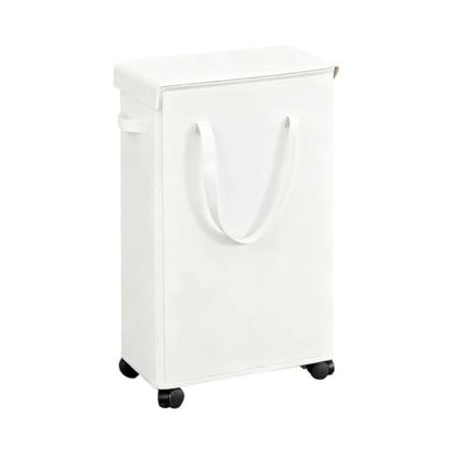85L Laundry Hamper with Wheels, Lid, Handles & Collapsible, Slim Tall Rolling Laundry Basket for Small Spaces, Foldable Dirty Clothes Organizer for Bedroom, Dorm, Laundry Room, Bathroom,Beige