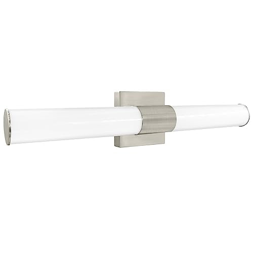 LUXRITE LED Bathroom Vanity Light Fixtures 24 Inch Brushed Nickel 5 CCT 2700K-5000K Selectable Over Mirror Vanity Lights Modern Wall Light Bar 24W 1700 Lumens CRI 90 Dimmable Damp Rated ETL Listed
