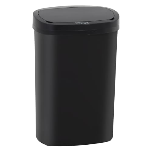 PayLessHere | 13 Gallon Plastic Trash Can | Black | Pack of 1 | Automatic Touchless Lid with Motion Sensor | Kitchen Garbage Can with Waterproof Design | for Home, Office, Bathroom - color: Black