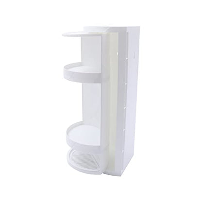 3 Tier Corner Shelf Stand, Cosmetic Skincare Organizer for Bathroom & Vanity, Tabletop Storage Rack Cabinet for Small Space, Waterproof Stand with 360° Rotating Door, 8 x 8 x 23.6 in, White