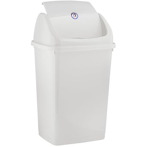 Superio Kitchen Trash Can 13 Gallon with Swing Lid, Plastic Garbage Can Outdoor and Indoor, Large 52 Qt Recycle Bin and Waste Basket for Home, Office, Garage, Patio, Restaurant (White) - size: 13 Gallon, style: 2 Pack