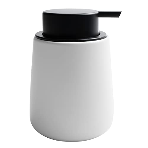 Soap Dispenser Ceramic with Easy-to-Press Pump Hand Lotion Liquid Dispenser for Shampoo Bathroom Kitchen 12 oz Black White - color: Blackwhite
