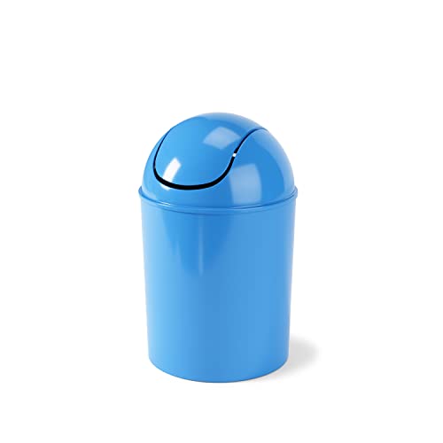 Umbra 1.25 Gallon Mini Waste Can with Removable Swing-Top Lid - Small Garbage Bin for Kitchen, Bathroom, Bedroom, Office - Compact Trash Can Fit Under Tables & Counters - Sky Blue - color: Sky Blue