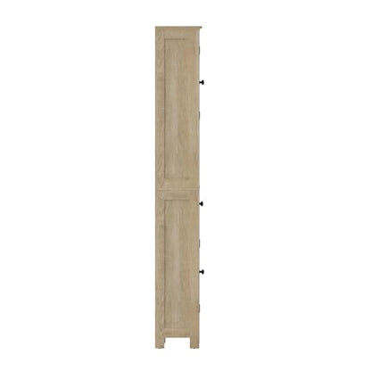 Flash Furniture Freestanding Bathroom Linen Tower Storage Cabinet, Brown | Farmhouse, Magnetic Close Doors, 2 Adjustable Shelves, Open Display Shelf - color: Brown