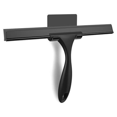 SetSail Shower Squeegee for Glass Doors, 12 Inch, Black | All-Purpose Shower Squeegee for Glass Doors Black Window Squeegee with Hook for Car Window Cleaning - color: All-black, size: 12 inches