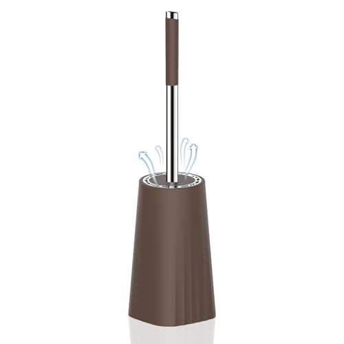 SetSail Toilet Brush, Compact Size Toilet Bowl Brush and Holder Toilet Brushes for Bathroom with Stainless Steel Handle Toilet Cleaner Brush with Durable Scrubbing Bristles, Brown - color: Brown, size: 1 pack
