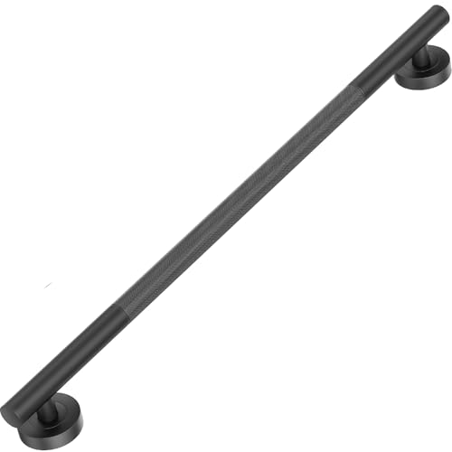 Lava Odoro Black Shower Grab Bars, 24" Stainless Steel Bathroom Safety Grab Bar, Upgrade Anti-Slip Knurling Shower Grab for Bathtub, Shower Handle for Elderly and Handicap, ADA Compliant, Matte Black - color: Matte Black, size: 24 Inch