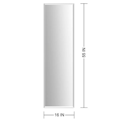 Ruomeng Frameless Full Length Mirror for Wall, 55x16 Inch Bathroom Vanity Mirror Farmhouse, Large Rectangle Mirror with Beveled Edge, Tempered Glass, Hangs Horizontally or Vertically - size: 55"L x 16"W