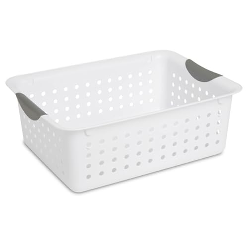 Sterilite Medium Ultra™ Basket, Open Plastic Storage Bin, White, 6 Pack | Classic Storage Organizer Baskets for Countertops, Pantry Shelves, Kitchen Cabinets, Laundry Rooms & Home Offices