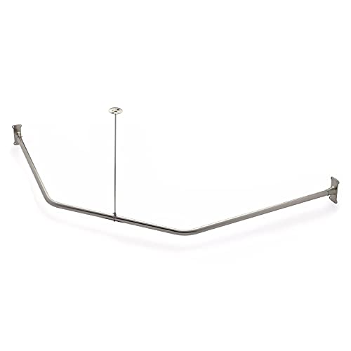 Naiture Neo-Angle Shower Curtain Rod,18-1/2" X 26" X 18-1/2",Brushed Nickel | 304 Stainless Steel, Includes 36" Ceiling Support and Mounting Hardware, Cut to Fit, Permanent Wall Mount, Rustproof - color: Brushed Nickel, size: 18-1/2" X 26" X 18-1/2"