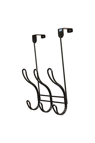 Twisted Design Over The Door Hook Rack, Over The Door Towel Rack, Door Hanger, Door Coat Hanger, Over The Door Coat Rack, for Bathroom, Bedroom or Laundry Room (Black with 6 Hooks) - style: Black with 6 Hooks