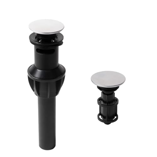 Bathroom Sink Drain with Overflow, Bathroom Sink Stopper for Vanity Vessel Sink,Universal Rapid Draining Plastic Pop-up Sink Drain with Anti-Clog Strainer, Brushed Nickel - color: Brushed Nickel