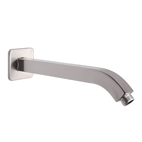 Shower Arm with Flange and Teflon Tape, Wall Mounted Square Shower Pipe 304 Stainless Steel Extension Arm for Fixed Shower Head & Handheld Shower (10 Inch, Brushed Nickel) - color: Brushed Nickel, style: 10 Inch