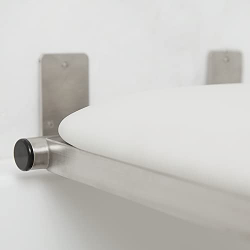 Hermosa 32" x 13.5" Back Wall-Mount Folding White Padded Tub Seat for Adults - color: Naugahyde White
