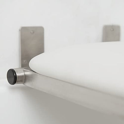 Hermosa 32" x 13.5" Back Wall-Mount Folding White Padded Tub Seat for Adults - color: Naugahyde White