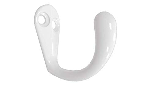 QCAA Premium Quality Single Prong Robe Hook Hanger, Zinc Die Cast, White, Made in Taiwan, 6 Pack - color: White, size: 6 Pack