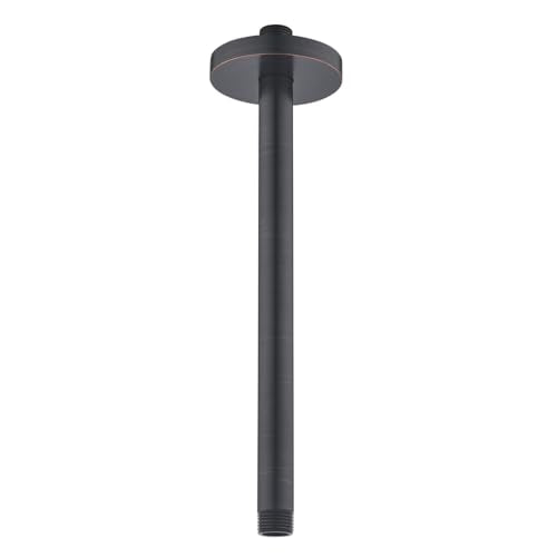 RANDOM Straight Shower Arm with Flange Oil Rubbed Bronze 12 Inches Ceiling Mount Shower Head Extension Arm Ceiling-Mounted For Fixed Shower Head.RD-91038-12-ORB - color: 12″Oil Rubbed Bronze(Round Flange)