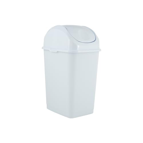 Superio Medium Trash Can with Lid 4.5 Gallon Plastic Swing Top Garbage Can Slim Waste Bin for Under Sink/Cabinet, Laundry Room, Kitchen, Office, Bedroom, Bathroom, College Dorm, 18 Qt, White - size: 4.5 Gallon, style: 1 Pack