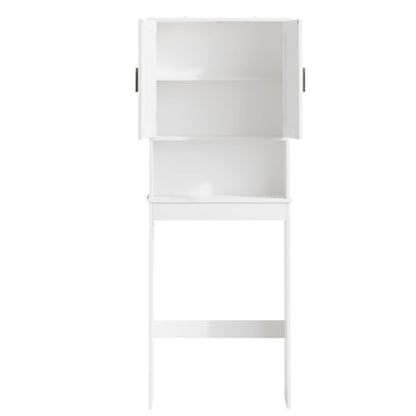 Over the Toilet Storage Cabinet with Double Doors, White Bathroom Storage Cabinets Above Toilet with Adjustable Shelf, Slim Narrow Toilet Rack for Bathroom, White (Engineered Wood)