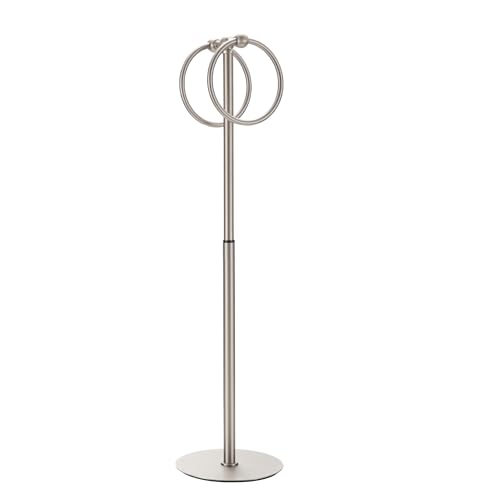 Adjustable Brush Nickel Towel Rack,Freestanding Bathroom Towel Holder - color: Brushed Nickel