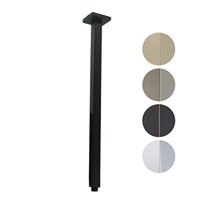 Shower Arm with Flange 24 Inches Ceiling Mount Square Straight Extender Extension Pipe Replacement, Extra Long Shower Arm For Fixed Rain Shower Head or High Ceiling, Matte Black - color: Black, style: 24inch