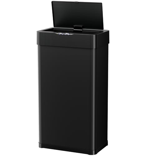 Sensor Trash Can, Touchless Motion Sensor Trash Bin | Smart Automatic Garbage Can with Soft-Close Lid, Bag Retainer Ring and Display Light, for Kitchen, Office (Black, 21.1 Gal) - color: Black, size: 21.1 Gal