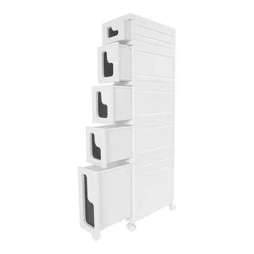 5 Tiers Slim Bathroom Storage Cabinet, 15.7" L X 6.3" W X 46.5" H Slim Rolling Cart, 66.14 Lbs Load-Bearing Capacity Narrow Storage Cabinet for Living Room, Kitchen, Bathroom, Office - size: 15.7" L X 6.3" W X 46.5" H