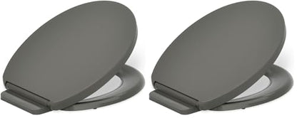 KOHLER K-26802-58 Impro ReadyLatch Quiet Close Round Toilet Seat, Soft Close Lid, Compatible with Round Toilets, Thunder Grey (Pack of 2) - color: Thunder Gray, size: Round (Pack of 2)