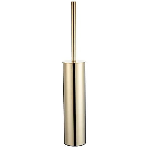Freestanding Luxury Toilet Brush 304 Stainless Steel Toilet Brush and Holder 19-Inches Tall Round Rust Resistant Anti-Odor and Easy to Clean with Polished Gold Finished - color: 19-inch Round High Polished Gold