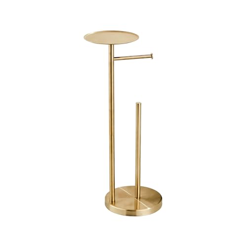 SHUNLI Toilet Paper Holder Stand - Modern Freestanding Toilet Paper Roll Holder with Storage Reserve, Toilet Tissue Paper Roll for Bathroom, SUS304 Stainless Steel (Brushed Gold) - color: Brushed Gold