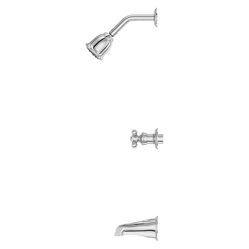 Pfister LG01-8CBC 3-Handle Tub and Shower Faucet Set with Metal Cross Handles, Polished Chrome Finish, 1.8 GPM Flow Rate, 5-Hole Installation, Valve Sold Separately - style: Metal Cross Handles