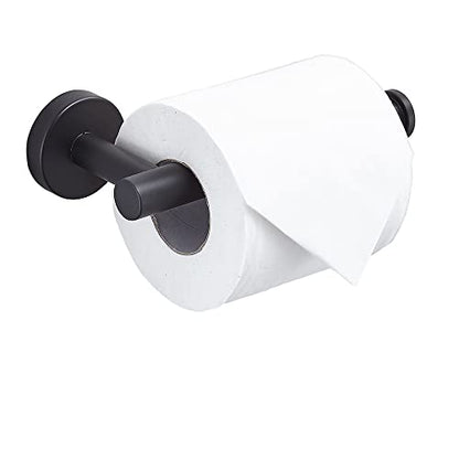 TocTen Toilet Paper Holder, Wall Mounted Tissue Roll Holder for Bathroom, Thicken 304 Stainless Steel Drilling Paper Dispenser Rack for Bathroom Kitchen (Matte Black) - color: Matte Black-round
