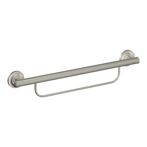 Moen LR2350DBN Bathroom Safety 24-Inch Grab Bar with Convenient Towel Bar, Brushed Nickel