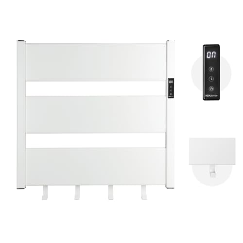 K&KALONZO Electric Heated Towel Rack, 2-Min Heat, Plug-in/Hardwired, H3-W | Wall Mounted, 10 Timers & 3 Heat Levels, 2H Rapid Dry, Anti-Scald, Aerospace Aluminum Towel Warmer for Bathroom, 4 Hooks, - color: White, size: 3-Bar