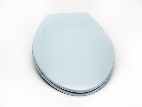 2Q1E6-40 Builder Grade Slow Close Plastic Toilet Seat with Vari Adjust Lok-Down R'N'C Hinge and Quik-Lok Mounting Hardware, Elongated, Dresden Blue - color: Dresden Blue, style: Elongated