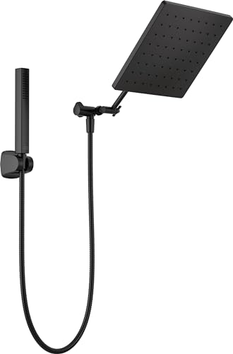 Delta Matte Black Rain Shower Head and Handheld Combo, 10-inch Square Shower Head Rainfall, Overhead Rain Showerhead, Matte Black 75527-BL - color: Matte Black