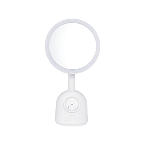 ELLE - LED Vanity Mirror with Bluetooth Speaker and Wireless Charging | Wireless Charging, Bluetooth Speaker, Adjustable Settings, Brightness, Makeup and Skincare Use, Compact Storage